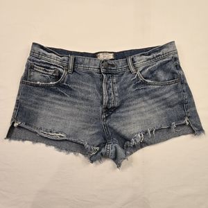 Free People Women's Size 31 Distressed Cut-Off Denim Shorts Button Fly 3" Inseam